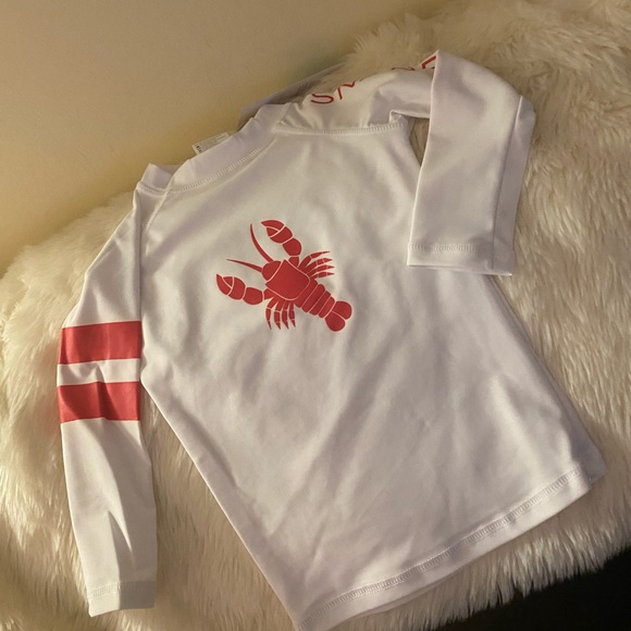 🌼Snapper Rock Lobster Rashguard Top Size 6-9 Months White & Red - Picture 2 of 5